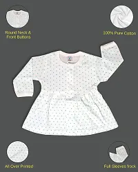 Funny Bear Newborn Frocks 0-3 Months Baby Girl | Front Open Dress for Girls | Midi Dress | Full Sleeve Frock for New Born Baby Girl White-thumb2