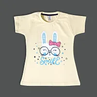 Funny Bear Cotton Printed Tops for Girls | Regular fit Half Sleeves Casual Printed Cotton Tops Tshirt for Girls (Pack of 2)-thumb2