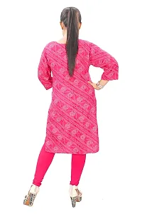 Women's Cotton Blend Straight Printed Kurta for Women and Girls (Large, Pink)-thumb1