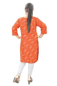 Women's Cotton Blend Straight Printed Kurta for Women and Girls (XX-Large, Orange)-thumb1