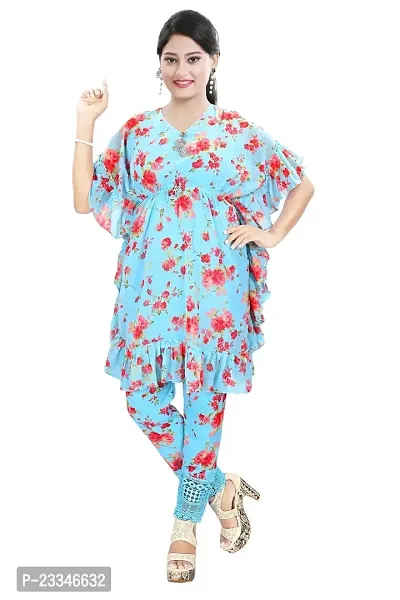 Women's and Girls Rayon Nyra Cut Printed Embrodery Kurti (XX-Large, Sky Blue)-thumb0