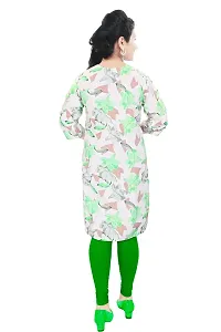 Women's Cotton Blend Printed Straight Kurta 3/4 Sleeves,Girls Stylish Kurtas (Medium, Green)-thumb1