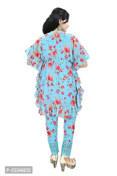 Women's and Girls Rayon Nyra Cut Printed Embrodery Kurti (XX-Large, Sky Blue)-thumb2