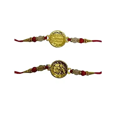 Rakhi Gold Plated Red Thread for Bro/Brother/Bhai Rakhi Pack of 2 rakhi