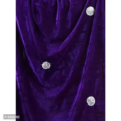Yashoda Lining Store Women's Valvet Gotta Patti Work With Lace Border Stole (Purple)-thumb2