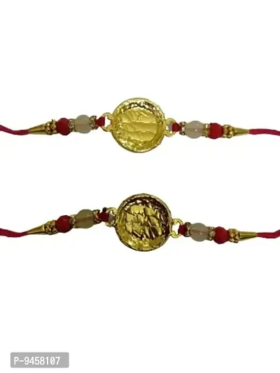 Rakhi Gold Plated Red Thread for Bro/Brother/Bhai Rakhi Pack of 2 rakhi-thumb0