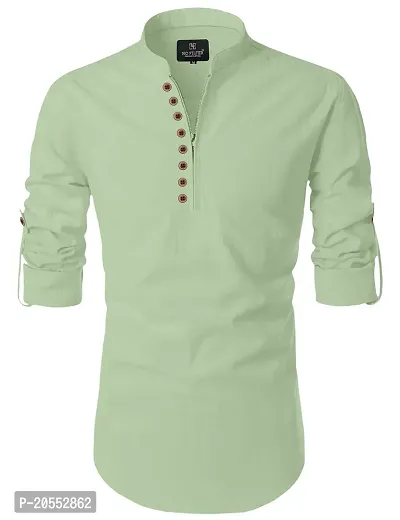 Pista coloured cotton kurta for men-thumb0