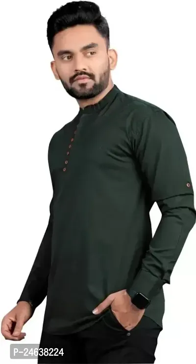 Classic Cotton Solid Short Kurta for Men-thumb0