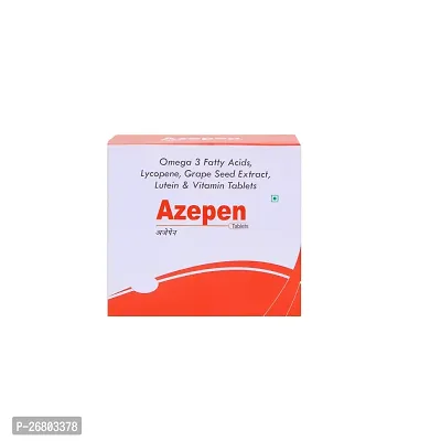 Azepen Tabletsomega 3 Fatty Acid, Lycopene, Grape Seed Extract, Lutein,Vitamin A , Vitamin B2, Vitamin B6, Vitamin B12 10 Tablets-thumb0