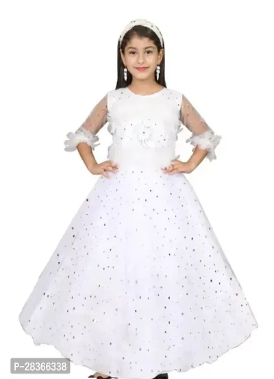 Fabulous Blue Net Embellished Frocks For Girls-thumb0