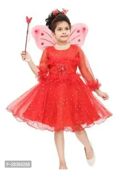 Fabulous Red Net Embellished Frocks For Girls-thumb0