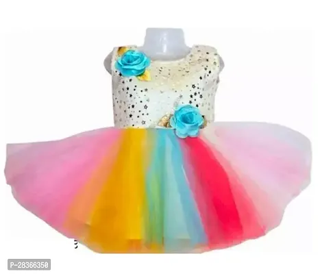 Fabulous Multicoloured Net Embellished Frocks For Girls-thumb0