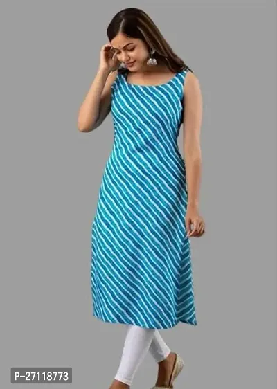 Stylish Blue Crepe Printed Straight Kurta For Women-thumb0