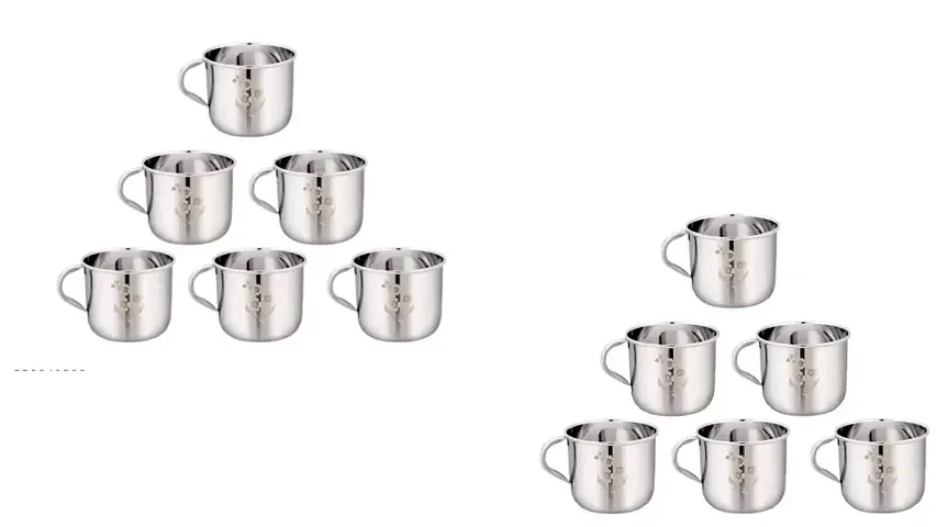 Stylish Stainless Steel Cup Set Pack of 12
