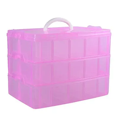 Storage Box Hard Plastic Adjustable Compartment Slot Plastic Craft  Organizer