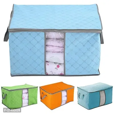 EBOFAB Under Bed Blanket Pillow Storage Bag Box Non-Woven Fabric Bag Cloths Storage Organizer(Multicolour)-thumb5