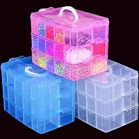 EBOFAB 3 Layer-30 Grid Transparent Plastic Organizer Jewelry Craft Accessories Storage Box Transparent Stack able Adjustable Compartment Slot Plastic Craft-thumb1