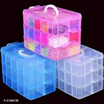 EBOFAB 3 Layer-30 Grid Transparent Plastic Organizer Jewelry Craft Accessories Storage Box Transparent Stack able Adjustable Compartment Slot Plastic Craft-thumb2