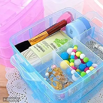 EBOFAB Plastic 18 Grid Multi Utility Square Storage Box with 3 Removable Layers for Jewellery//Makeup/Cosmetic (Multi Color, 15 x 15 x12.8 cm)-thumb5