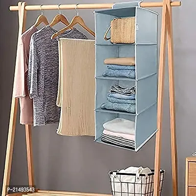 EBOFAB Hanging 4-Shelf Closet Wardrobe Organizer 30 x 30 x 80 cm Foldable 4 Layer Wardrobe(Multicolour)-thumb4