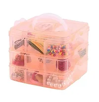 18 Grid Plastic Accessories Storage Box 3 Layer Jewelry Storage Organizer with Collapsible Dividers(Multicolour)-thumb1