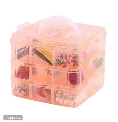 18 Grid Plastic Accessories Storage Box 3 Layer Jewelry Storage Organizer with Collapsible Dividers(Multicolour)-thumb2