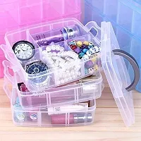 18 Grid Plastic Accessories Storage Box 3 Layer Jewelry Storage Organizer with Collapsible Dividers(Multicolour)-thumb2