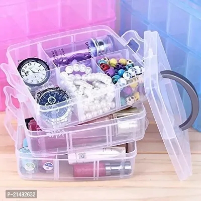 18 Grid Plastic Accessories Storage Box 3 Layer Jewelry Storage Organizer with Collapsible Dividers(Multicolour)-thumb3