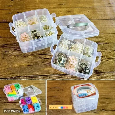 18 Grid Plastic Accessories Storage Box 3 Layer Jewelry Storage Organizer with Collapsible Dividers(Multicolour)-thumb4