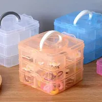 18 Grid Plastic Accessories Storage Box 3 Layer Jewelry Storage Organizer with Collapsible Dividers(Multicolour)-thumb4