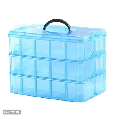 EBOFAB 3 Layer-30 Grid Transparent Plastic Organizer Jewelry Craft Accessories Storage Box Transparent Stack able Adjustable Compartment Slot Plastic Craft-thumb0