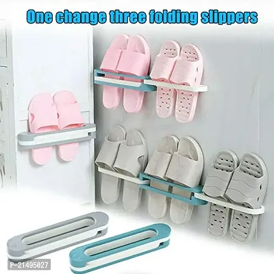 EBOFAB Plastic Wall Mounted Folding Slippers Rack Shoes Stand Mounted Slippers Storage Organize Shoes Rack Hanging Shelf Towel Racks Holder Shoes Organizer-thumb5