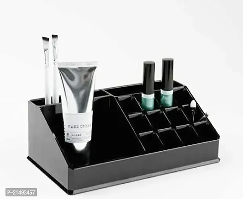 EBOFAB 16 Compartment Cosmetic Organizer Lipstick Holder Makeup Jewelry Box Color - Pure Black-thumb4