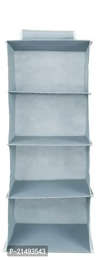 EBOFAB Hanging 4-Shelf Closet Wardrobe Organizer 30 x 30 x 80 cm Foldable 4 Layer Wardrobe(Multicolour)-thumb0