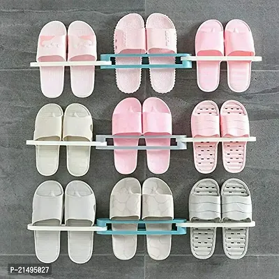 EBOFAB Plastic Wall Mounted Folding Slippers Rack Shoes Stand Mounted Slippers Storage Organize Shoes Rack Hanging Shelf Towel Racks Holder Shoes Organizer-thumb3