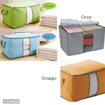 EBOFAB Under Bed Blanket Pillow Storage Bag Box Non-Woven Fabric Bag Cloths Storage Organizer(Multicolour)-thumb4
