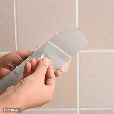 EBOFAB Multi-Purpose Adhesive Sticker, 3 Hook Towel Hanger for Kitchen, Bathroom, Transparent 3-Rail Non-Marking Strong Sticking Self Adhesive Hanger Hook-thumb2