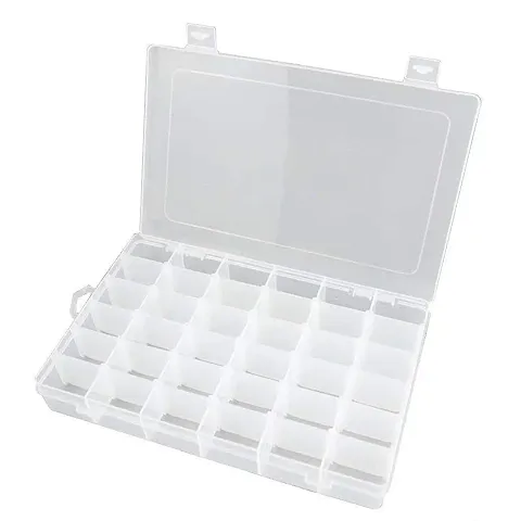 EBOFAB 36 Grid Plastic Storage containers with Adjustable Dividers Transparent Jewelry, Pins, Screws, Storage Box