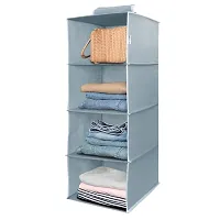 EBOFAB Hanging 4-Shelf Closet Wardrobe Organizer 30 x 30 x 80 cm Foldable 4 Layer Wardrobe(Multicolour)-thumb1
