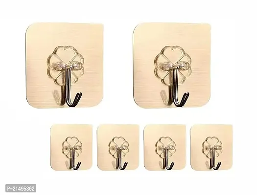 EBOFAB 10 pcs Self Adhesive Wall Hooks, Heavy Duty Sticky Hooks for Hanging, Transparent Reusable Waterproof Adhesive Hooks for Wall-thumb3