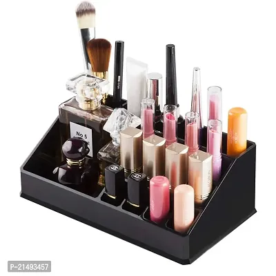 EBOFAB 16 Compartment Cosmetic Organizer Lipstick Holder Makeup Jewelry Box Color - Pure Black