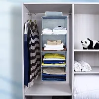 EBOFAB Hanging 4-Shelf Closet Wardrobe Organizer 30 x 30 x 80 cm Foldable 4 Layer Wardrobe(Multicolour)-thumb2
