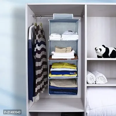 EBOFAB Hanging 4-Shelf Closet Wardrobe Organizer 30 x 30 x 80 cm Foldable 4 Layer Wardrobe(Multicolour)-thumb3