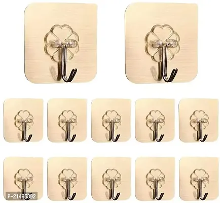 EBOFAB 10 pcs Self Adhesive Wall Hooks, Heavy Duty Sticky Hooks for Hanging, Transparent Reusable Waterproof Adhesive Hooks for Wall-thumb0