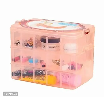 EBOFAB 3 Layer Multipurpose Plastic Storage Box with 30 Sections Jewellery Organizer with Adjustable Compartment Slot Box (Multicolour)-thumb2
