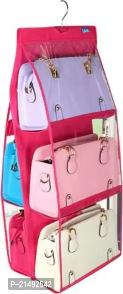 EBOFAB 6 Pocket Hanging Handbag Closet Organizer Large Clear Hand Bag Storage Transparent Purse Pouch Organizer(Multicolour)