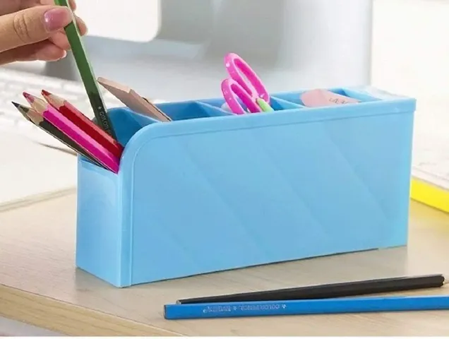 Plastic 4 Compartments Desk Organizer Pen Pencil Holder Stand Memo Holder Stati