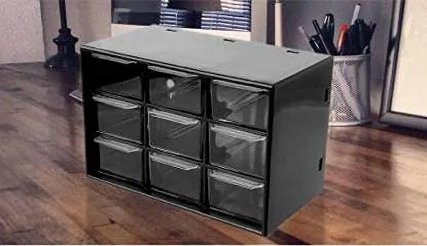 9 Multi Drawers Storage Cabinet Organiser. Desktop Organizer with 9 Lattice Mini Cabinets Drawers.Plastic Jewelry Box