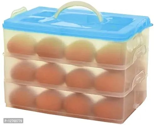 36 Grid 3 Layer Plastic Refrigerator Egg Storage Box/Egg Holder Fridge Tray with Air Tight Lid-thumb0