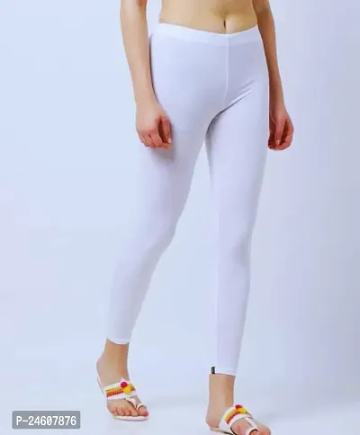 Ankle Length Ethnic Wear White Solid Legging